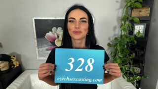 Czech Sex Casting E328 Black leather green lace and first casting